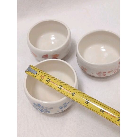 3 Pc Mini Bowls Set ASIAN Japanese Hot Tea Cups Condiment Soy Sauce Dip Pottery - Picture 15 of 16